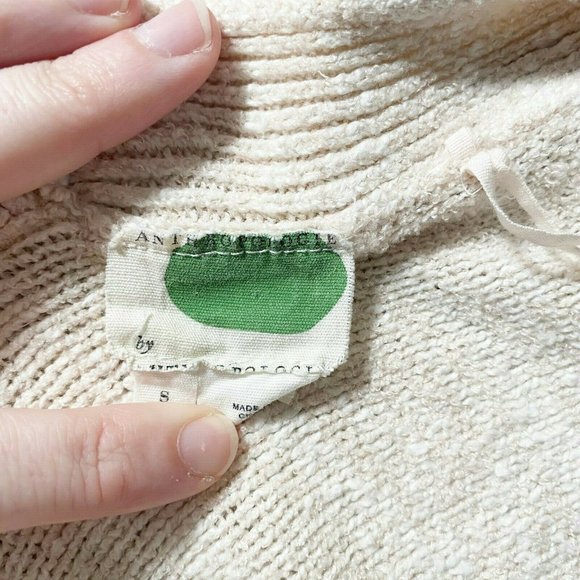 Anthropologie Womens Open Front Dolman Cardigan Sweater Small Cream V Back Neck - Picture 6 of 9